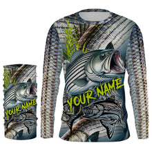 Load image into Gallery viewer, Personalized Striped Bass Fishing jerseys, striper scales long sleeve fishing shirts uv protection NQS3688