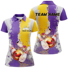 Load image into Gallery viewer, Yellow and Purple Camo Bowling Polo, 1/4 zip shirts Custom Team Women Bowling jerseys NQS8157