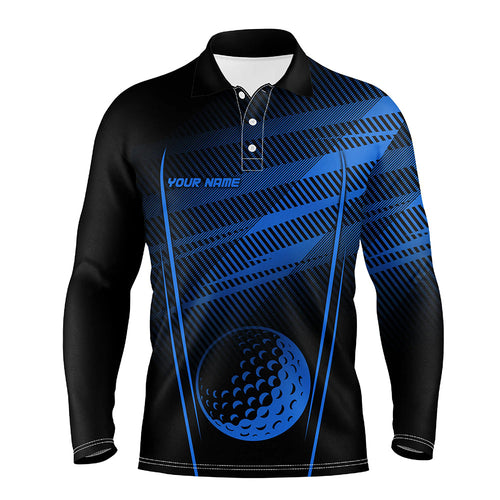 Black and Blue Pattern Golf ball custom Mens golf polo shirts, personalized golf gifts for men NQS8160
