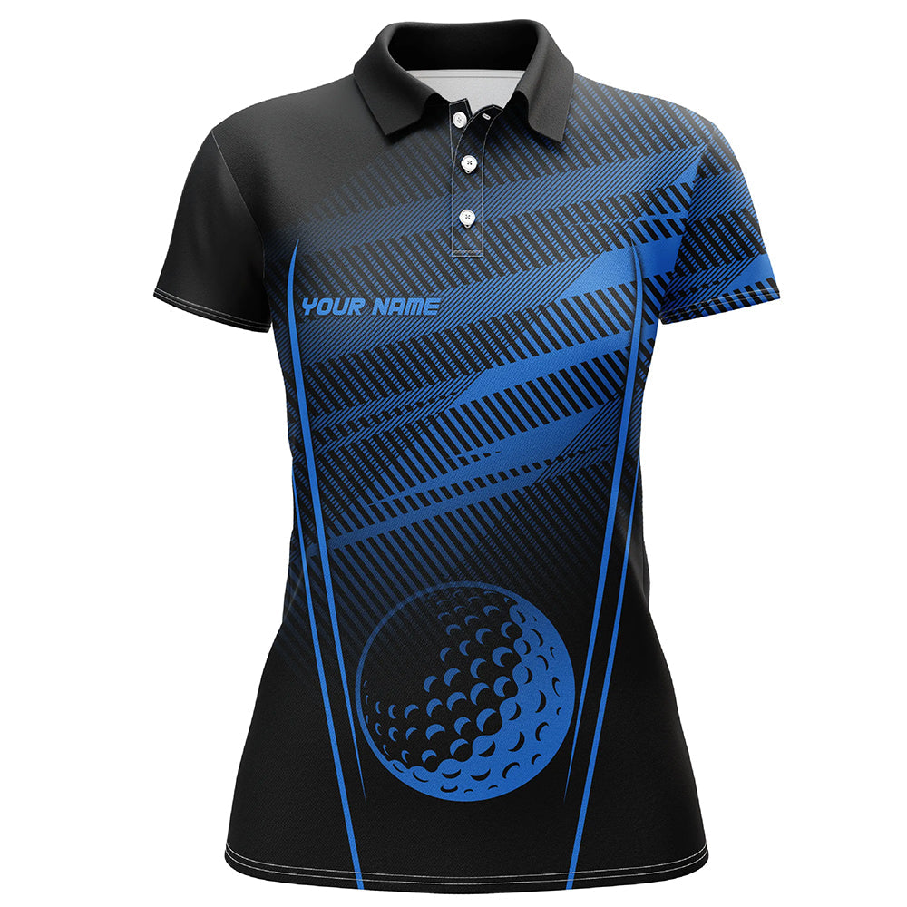 Black and Blue Pattern Golf ball custom Womens golf polo shirts, personalized golf gifts for ladies NQS8160
