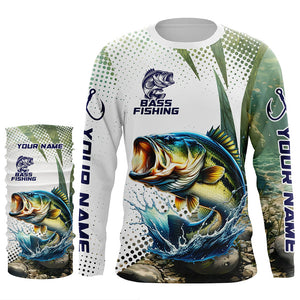 Largemouth Bass Fishing custom performance Long Sleeve tournament fishing shirts, Bass Fishing Jerseys NQS8163