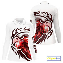 Load image into Gallery viewer, Womens golf polo shirts custom Red Eagle golf ball white golf tops, team golf attire for ladies NQS10553