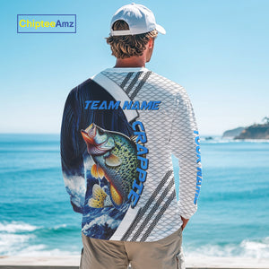 Blue and White Camo Crappie fishing Custom name sun protection Crappie fishing team jerseys NQS10555