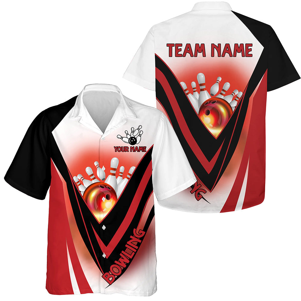 Custom Hawaiian bowling shirts red light bowling gifts for bowlers, bowling button down shirts NQS8584