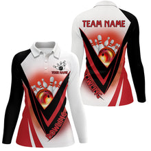 Load image into Gallery viewer, Red Light Bowling Polo, 1/4 zip Shirts For Women Custom Bowling Team League Jersey, bowling clothes NQS8584