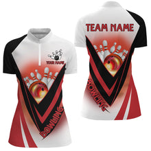 Load image into Gallery viewer, Red Light Bowling Polo, 1/4 zip Shirts For Women Custom Bowling Team League Jersey, bowling clothes NQS8584