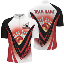 Load image into Gallery viewer, Red Light Bowling Polo, 1/4 zip Shirts For Men Custom Bowling Team League Jersey, bowling clothes mens NQS8584