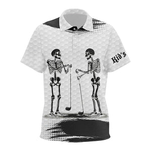 Black and White pattern Kid golf polo shirts custom funny skeleton Halloween Kids golf apparel NQS8592