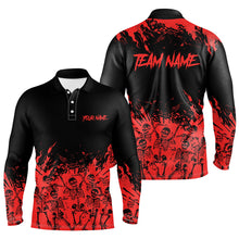 Load image into Gallery viewer, Red and Black Bowling Polo, Quarter zip Shirts For Men custom Skull Halloween bowling team jerseys NQS8593