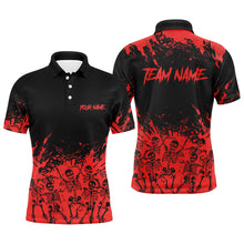 Load image into Gallery viewer, Red and Black Bowling Polo, Quarter zip Shirts For Men custom Skull Halloween bowling team jerseys NQS8593