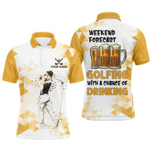 Load image into Gallery viewer, Funny Golf and beer Mens golf polo shirts custom Weekend forecast golfing with a chance of drinking NQS8834