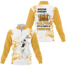 Load image into Gallery viewer, Golf beer sweater Quarter zip golf sweatshirt custom Weekend forecast golfing with chance of drinking NQS8834