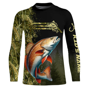 Redfish fishing camouflage Custom performance long sleeve Fishing Shirts, Red Drum Fishing jerseys NQS9074