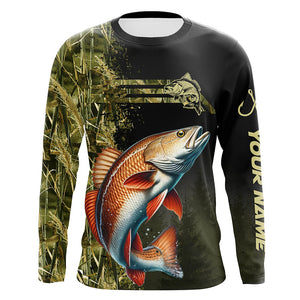 Redfish fishing camouflage Custom performance long sleeve Fishing Shirts, Red Drum Fishing jerseys NQS9074