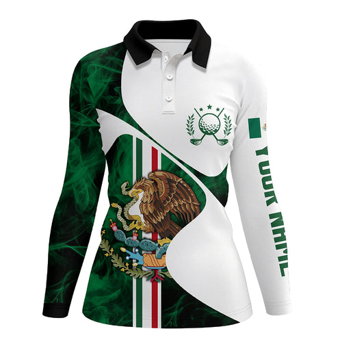 Mexican Flag Womens golf polo shirts custom Mexico women golf tops, unique ladies golf apparel NQS7383