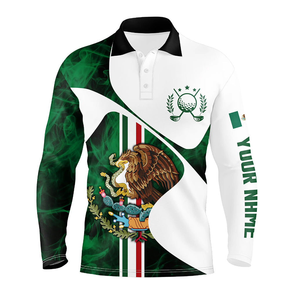 Mexican Flag Mens golf polo shirts custom Mexico golf tops for men, unique mens golf apparel NQS7383