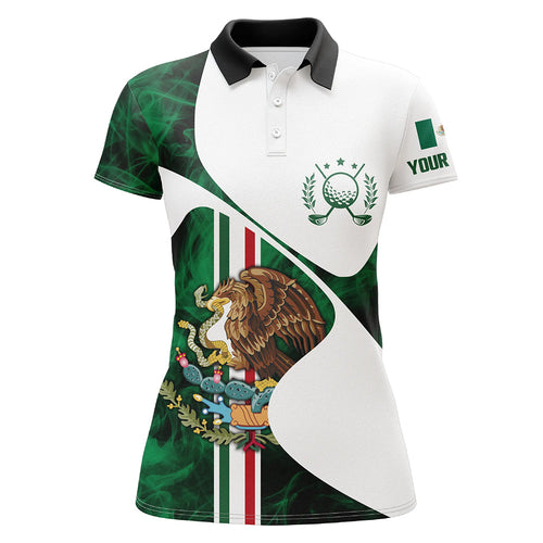 Mexican Flag Womens golf polo shirts custom Mexico women golf tops, unique ladies golf apparel NQS7383