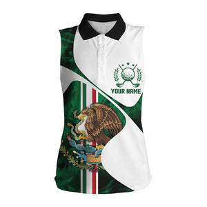 Mexican Flag Womens sleeveless polo shirts custom Mexico women golf tops, unique ladies golf apparel NQS7383