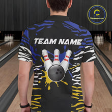 Load image into Gallery viewer, Blue, Yellow and White Tiger Skin Pattern Bowling Shirts For Men Custom Bowling Team jerseys NQS9803