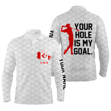 Load image into Gallery viewer, Mens golf polo shirt custom name Canada flag mens patriotic polo shirts your hole is my goal golf gift NQS5374