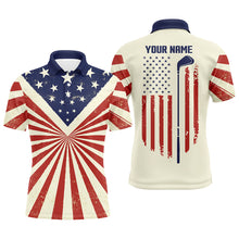 Load image into Gallery viewer, Vintage American flag patriotic Mens golf polo shirt custom men&#39;s flag polo shirt tournament golf gift NQS5377