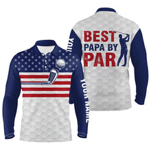 Load image into Gallery viewer, American flag patriotic Mens golf polo shirt custom white best papa by par fathers day golf gifts NQS5379