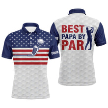 Load image into Gallery viewer, American flag patriotic Mens golf polo shirt custom white best papa by par fathers day golf gifts NQS5379