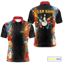 Load image into Gallery viewer, Colorful bowling jerseys Bowling Polo, 1/4 Zip Shirt for Men Custom Bowling Team shirts for bowlers NQS10566