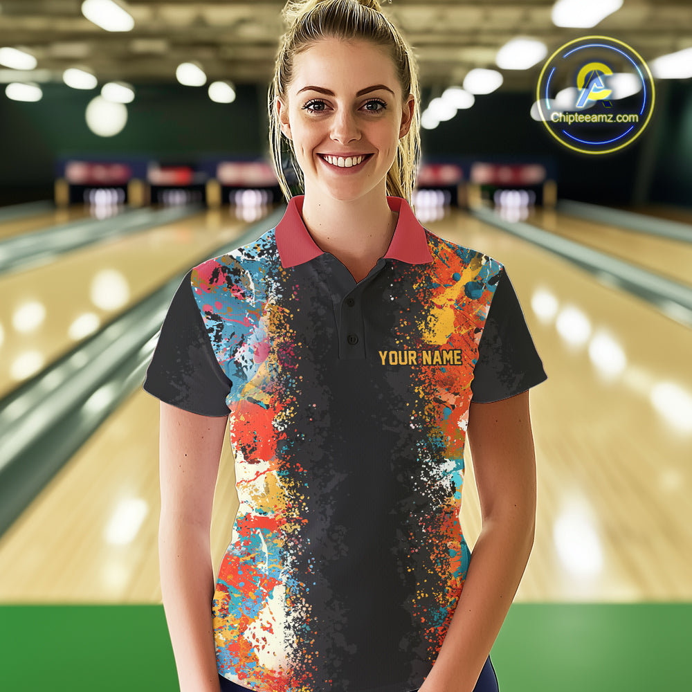 Colorful bowling jerseys Bowling Shirts for Women Custom Retro Bowling Team shirts for bowlers NQS10566