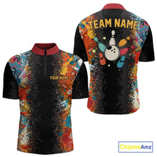 Load image into Gallery viewer, Colorful bowling jerseys Bowling Polo, 1/4 Zip Shirt for Men Custom Bowling Team shirts for bowlers NQS10566