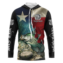 Load image into Gallery viewer, Crappie Fishing 3D Texas Flag Patriotic Customize name Texas Crappie Fishing Shirts NQS531