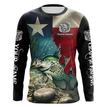 Load image into Gallery viewer, Crappie Fishing 3D Texas Flag Patriotic Customize name Texas Crappie Fishing Shirts NQS531