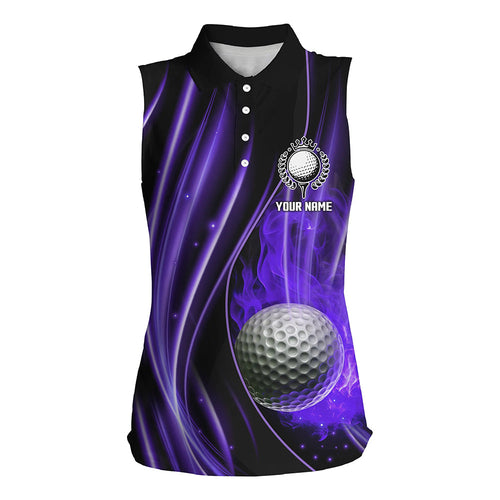 Purple and black light Women sleeveless golf polo shirt custom golf team jerseys, golf tops for ladies NQS7961