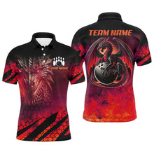 Load image into Gallery viewer, Black And Red Custom Dragon Flame Bowling Shirts For Men, Dragon Fire Bowling Team Shirts NQS8384