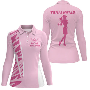 Pink Women golf polo shirts custom pink golf outfit women, women's golf apparel NQS8389