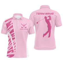 Load image into Gallery viewer, Pink Men golf polo shirts custom mens pink golf shirts golf outfits for men NQS8389