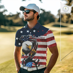 Vintage American Flag Eagle Mens golf polo shirts Custom Patriotic Team Golf top for men NQS10570