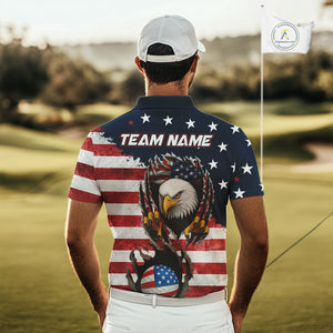 Vintage American Flag Eagle Mens golf polo shirts Custom Patriotic Team Golf top for men NQS10570