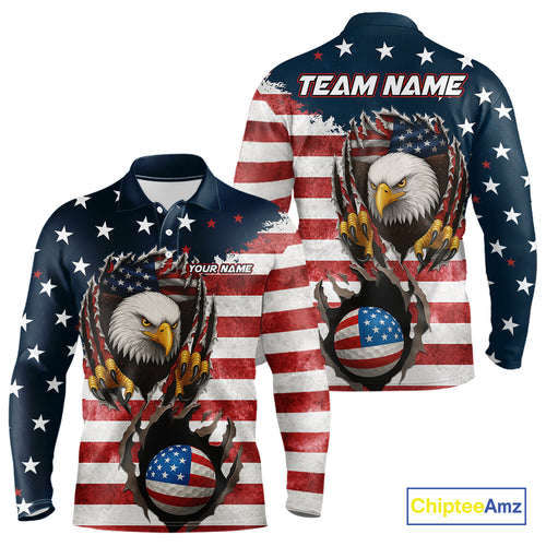 Vintage American Flag Eagle Mens golf polo shirts Custom Patriotic Team Golf top for men NQS10570
