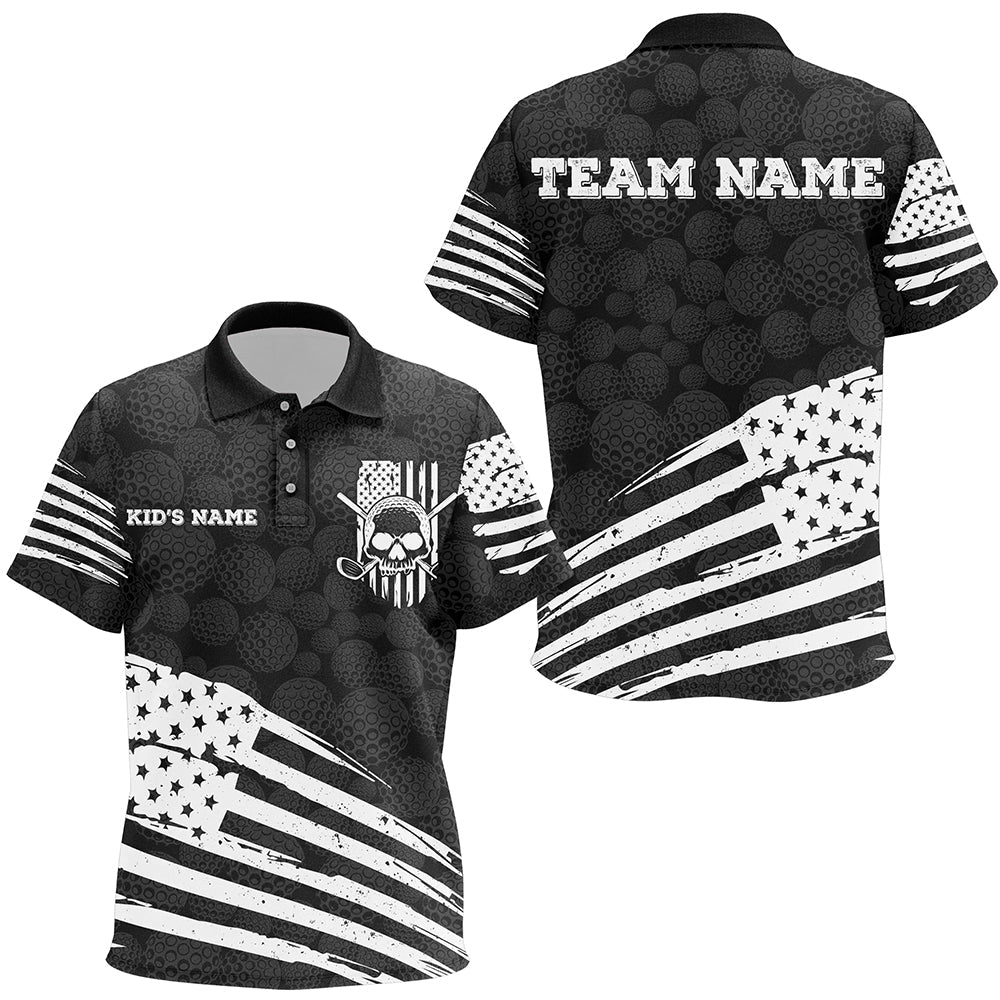 Black and White Golf camo American flag Kid golf polo shirts custom patriotic golf shirts Kid NQS8594