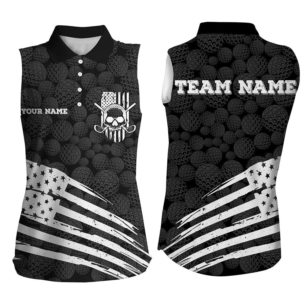 Black and White Golf camo American flag Women sleeveless polo shirt custom patriotic golf shirts NQS8594