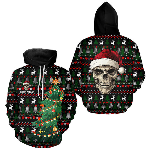 Funny Ugly Christmas pattern Santa Skull Golf Hoodies Custom Xmas Golf Gifts NQS9082