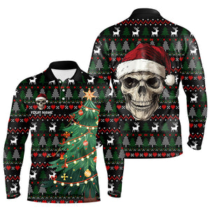 Funny Ugly Christmas pattern Santa Skull Mens Golf Polo Shirts  Custom Xmas Gifts For Men NQS9082