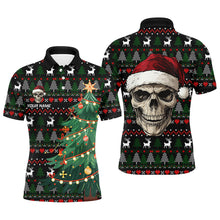 Load image into Gallery viewer, Funny Ugly Christmas pattern Santa Skull Mens Golf Polo Shirts  Custom Xmas Gifts For Men NQS9082