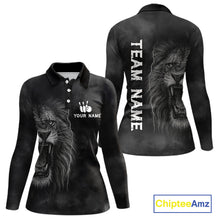 Load image into Gallery viewer, Lightning Thunder Smoke Lion Bowling Polo, 1/4 Zip Shirts For Women Custom Lion Team Bowling Jerseys NQS11162