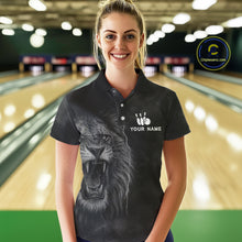 Load image into Gallery viewer, Lightning Thunder Smoke Lion Bowling Polo, 1/4 Zip Shirts For Women Custom Lion Team Bowling Jerseys NQS11162