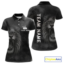 Load image into Gallery viewer, Lightning Thunder Smoke Lion Bowling Polo, 1/4 Zip Shirts For Women Custom Lion Team Bowling Jerseys NQS11162