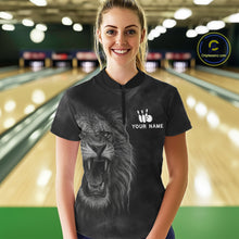 Load image into Gallery viewer, Lightning Thunder Smoke Lion Bowling Polo, 1/4 Zip Shirts For Women Custom Lion Team Bowling Jerseys NQS11162
