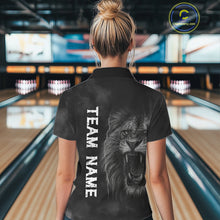 Load image into Gallery viewer, Lightning Thunder Smoke Lion Bowling Polo, 1/4 Zip Shirts For Women Custom Lion Team Bowling Jerseys NQS11162
