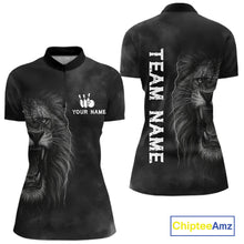 Load image into Gallery viewer, Lightning Thunder Smoke Lion Bowling Polo, 1/4 Zip Shirts For Women Custom Lion Team Bowling Jerseys NQS11162